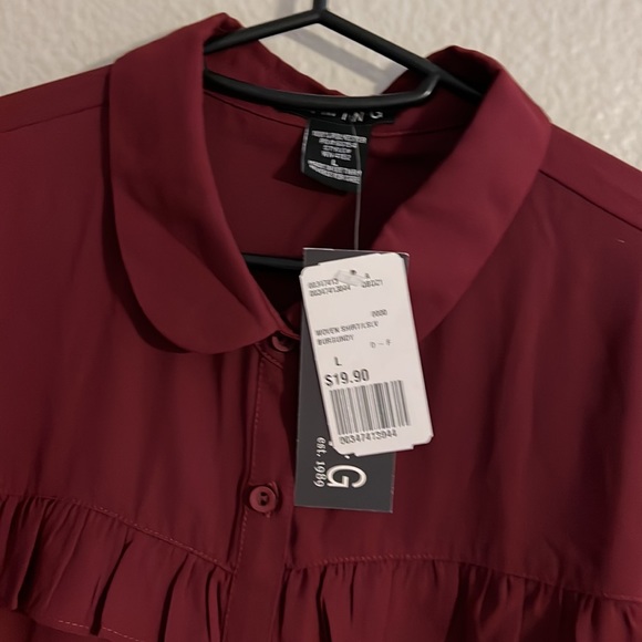 Timing Ruffle Button Down Blouse Work/Dress Shirt - Picture 2 of 3